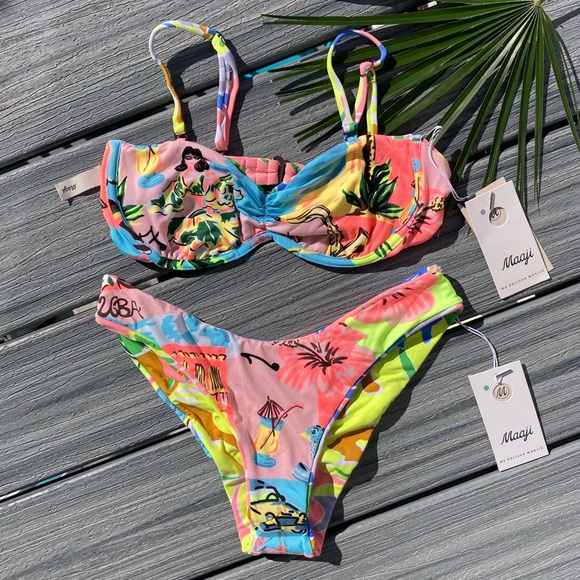 MAAJI Cuba Set - Wave Strapless Bikini Top & Journey Ruched Bottom - M